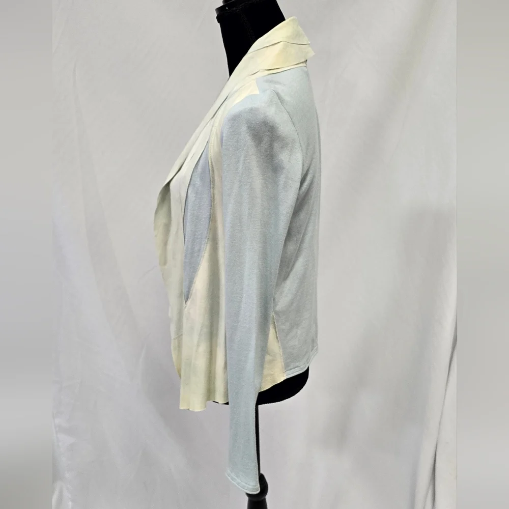 Elie Tahari women XS lamb suede trim knit open cardigan lagenlook boho artsy‎
